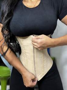 Women's Tummy Control Waist Trainer - Workout Shaping Vest, Corset, Zipper Bodysuit & Slimming Belt - 杏色 - 查看 5