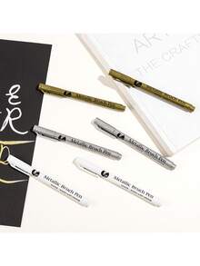 15pcs Gold + Silver Metallic Paint Pens, Suitable For Any Material, DIY Hand Painting, Black Card Painting, Graffiti, Craft, Journal Writing - Metallic Acrylic Pens - View 4