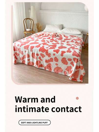 1pc Milk Velvet Cow Pattern Blanket, Soft & Comfortable For Bed Or Sofa, Warm And Cozy, Great Gift For Holidays Or Mother's Day
