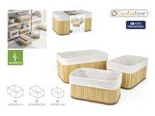 AURA DECO - Confortime conjunto de 3 cestos de arrumação em bambu natural, cestos organizadores decorativos, 2 tamanhos disponíveis (27/23,5/20 cm ou 32/28/24,5 cm) - bambu - Ver 3