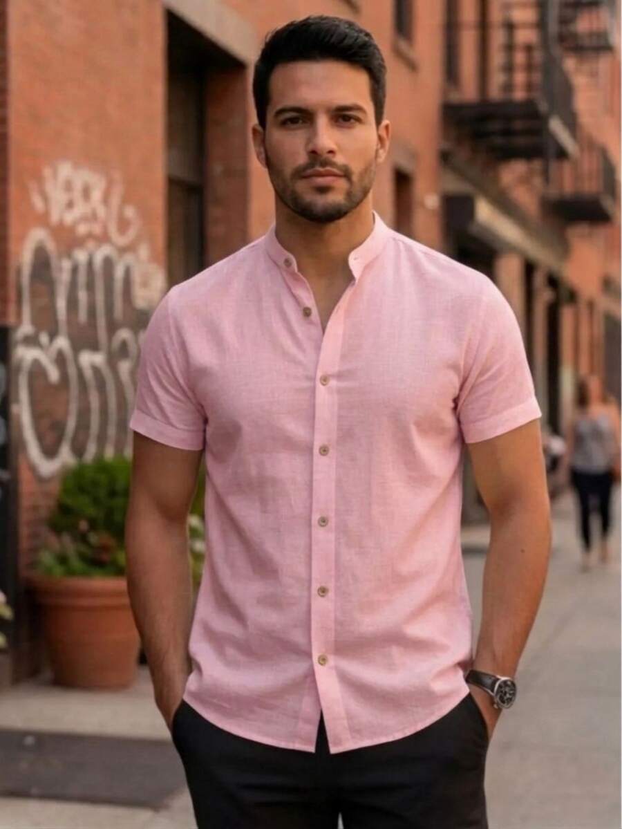 Men Shirts - Baby Pink - View 1