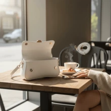 Elegant Structured Women's Handbag With Removable Strap. Made Of Premium Synthetic Leather. - Black - View 7
