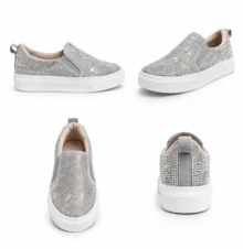 Designed To Combine Comfort With Glam Style, These Sneakers Feature A Fully Embellished Rhinestone Upper That Catches The Light Beautifully. - Bạc - Xem 3