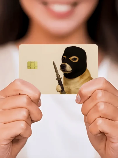 1pc Funny Dog Credit Card Sticker, Masked Dog PVC Material Anti-Fingerprint Durable Anti-Scratch, Suitable For Men, Women, Centurion, Couples, Small Chip Card, Bank Card, Credit Card, Transportation Card, Student ID Card DIY, Privacy Protection