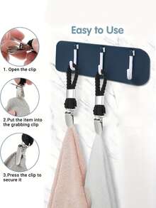 金属厨房毛巾夹带挂环，布艺挂钩架，适用于家庭厨房浴室橱柜衣物挂钩 - 编织环 - 彩色 - 查看 3