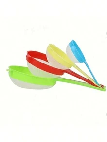 4件套塑料网筛套装，厨房筛子套装，食品豆浆面粉筛长柄筛，糖筛细茶筛，厨房用品配件工具 - 彩色 - 查看 3