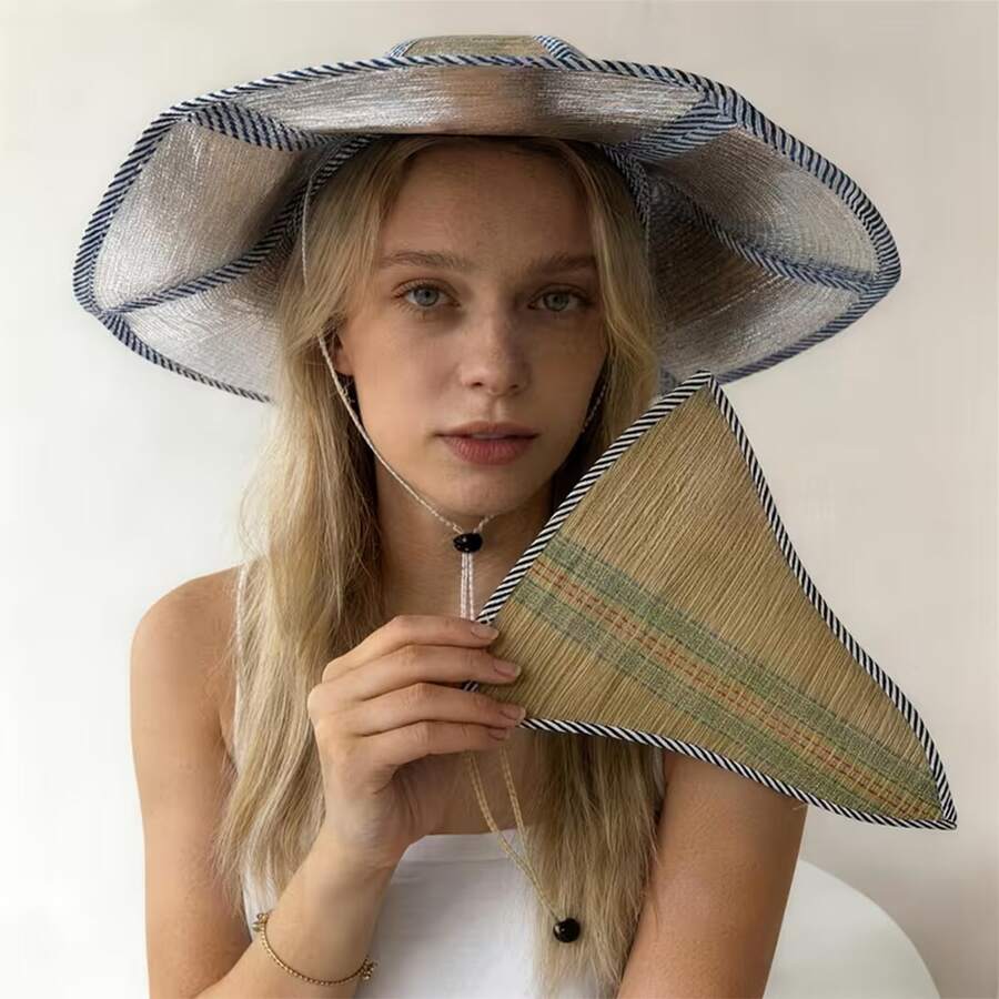 Foldable Bamboo Straw Hat! Ideal Sun Protection Gear For Fishing, Hiking And Outdoor Activities In Summer