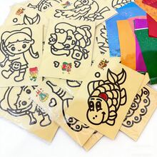 1/10/50pcs Kids Magic Shiny Sticker Art, Kindergarten DIY Craft Sticker Painting, Colorful Sticker, Back To School Classroom Gift Toy (Includes Shiny Paper + Random Pattern + No Bamboo Stick) - Multicolor - View 9
