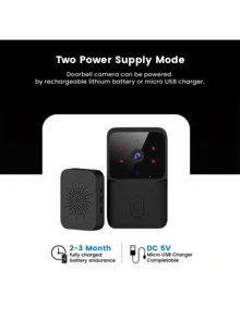 Intelligent Visual Doorbell Camera, Smart Wireless Doorbell, Smart Wireless Doorbell, Doorbell Camera, Two-Way Voice Intercom, 2.4GWi-Fi Connection, USB Charging, Battery-Powered Doorbell That Can Be Connected To A Mobile Phone, Real-Time Application To View The Doordoor Monitoring Wireless Doorbell Camera Is The Ideal Choice - 黑色 - 查看 7