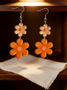 1 Đôi bông tai dáng dài 2D hình hoa, thanh lịch và thời trang, thích hợp làm quà tặng Ngày Valentine, Ngày của Mẹ, đeo hàng ngày và đi nghỉ mát. - Nhiều màu - Xem 9