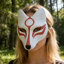1pc Halloween Party Costume LARP Cosplay PU Leather Fox Mask - Multicolor - View 3