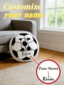 Custom Soccer Letter Pillow,Personalized Initial Pillow With Name,Football Lover Player Fans Gift - Black and White - View 5