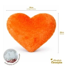 Plush Heart Pillow Various Colors Silicone - Orange - View 3