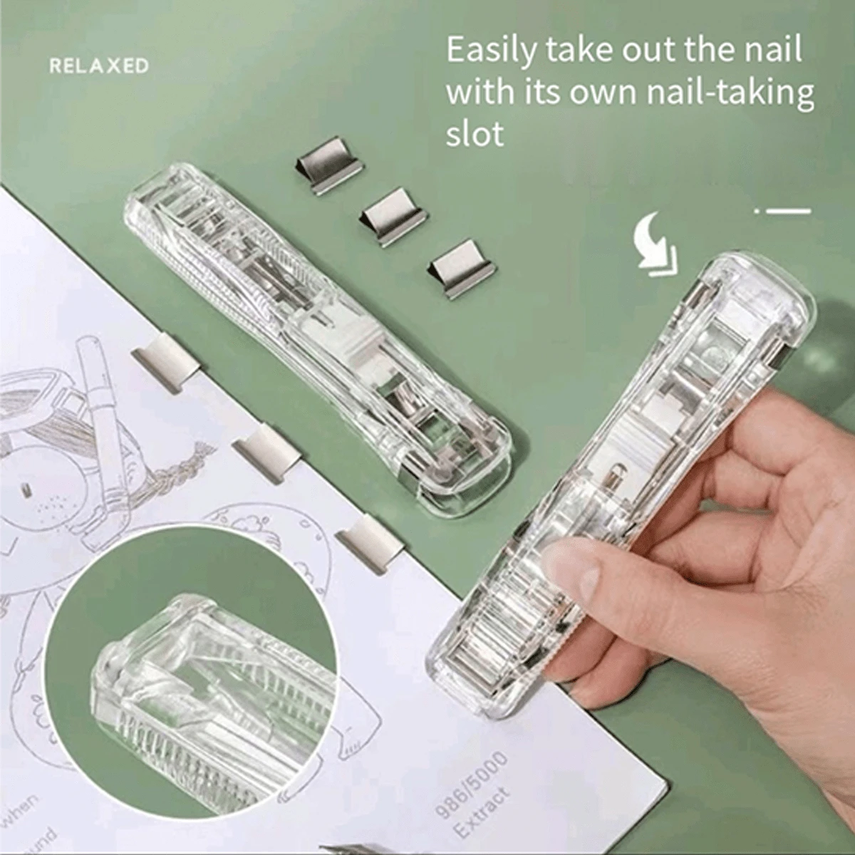 1pc Binder Clip + 10pcs Refill Clips, Office File Document Organizer Long Tail Clips, Student Exam Paper Binding Clips - A - View 1