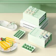 Bộ khay làm đá 1 ngăn: Khuôn đá 18 ngăn, dễ lấy đá ra, 6 ngăn có nắp đậy, khuôn làm kem bằng silicon mềm an toàn thực phẩm. - Nhiều màu - Xem 5