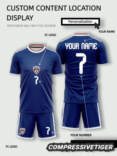 Personalized World Cup 2026 Japan Home Soccer Uniform(Shirt & Shorts) – Custom Name & Number, Navy Blue Wave Pattern Breathable Football Kit For Men & Youth