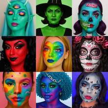 20 colores de pintura facial, vibrantes y saturados, adecuados para Navidad, carnaval, Halloween, eventos deportivos, cosplay, exposiciones de arte, suministros de pintura, suministros de oficina y escolares - 20 colores - Ver 5