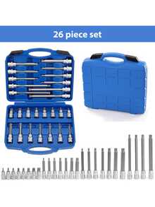 26-Piece Internal Multi-Tooth Set 1/2" Socket Wrench Sockets Nut Tool M5-M16 Made Of Vanadium Steel Matt - Silver - View 2