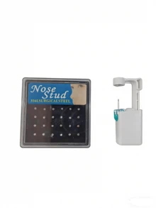 25 piezas Kit de perforación de nariz que incluye 1 pieza de pistola desechable para perforación de nariz y 24 piezas de set de herramientas de joyería corporal con pendientes rectos para la nariz - Multicolor - Ver 8