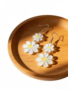 1 Đôi bông tai dáng dài 2D hình hoa, thanh lịch và thời trang, thích hợp làm quà tặng Ngày Valentine, Ngày của Mẹ, đeo hàng ngày và đi nghỉ mát. - Nhiều màu - Xem 5