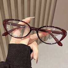 4副女士时尚猫眼眼镜，简约便携眼镜 - 無色 - 查看 3