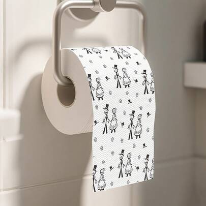 1 Roll, Wedding Groom Bride Toilet Paper Roll, Black & White Disposable Wedding Tissue For Bathroom, Ideal For Wedding Celebrations & Gifts, Bridal Shower Decorations, Bride To Be Decor, Wedding Accessories, Wedding Favors