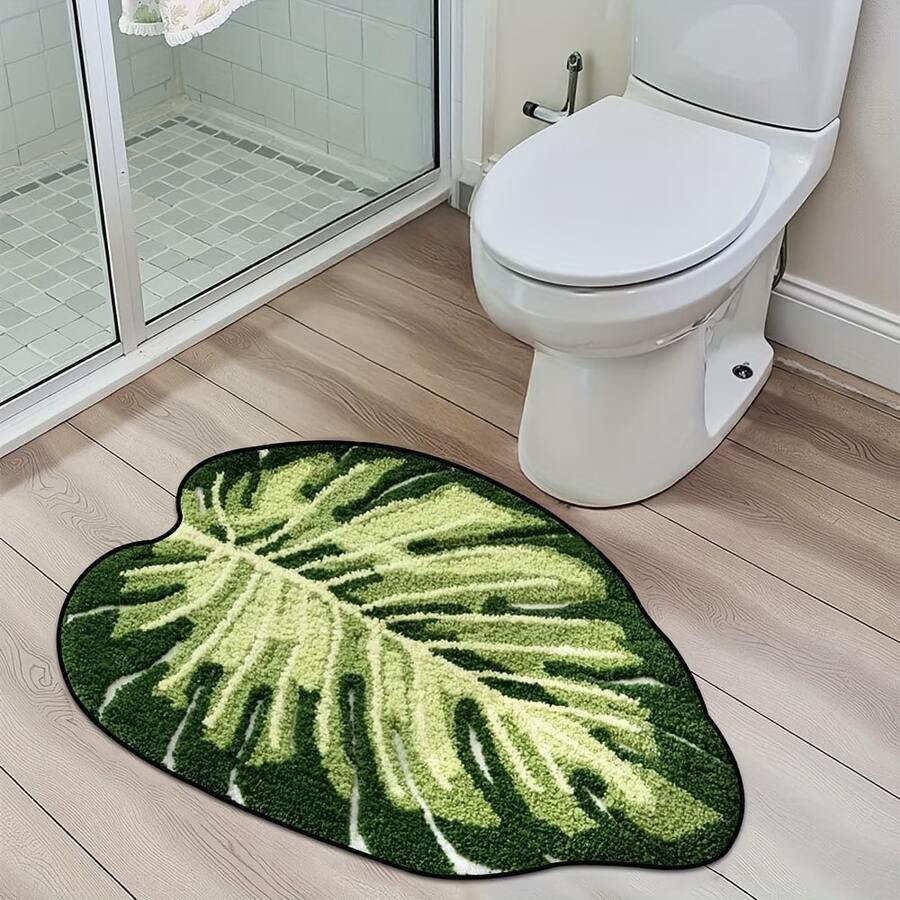 1pc Leaf Pattern Plush Thickened Carpet, Warm Fuzzy Rug For Autumn/Winter, Decorative Floor Mat For Bedroom, Living Room, Home Decor, Washable - Multicolor - View 1