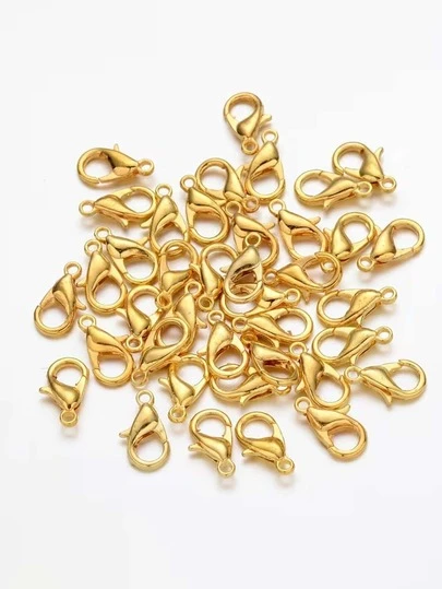 100 ชิ้น 12 มม. X 7 มม. ตะขอก้ามปูโลหะผสมสังกะสีสีทอง, เหมาะสำหรับทำเครื่องประดับ DIY สร้อยคอ, อุปกรณ์เสริมสร้อยข้อมือ