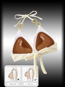 2片双面自粘V型胸垫，可重复使用，隐形加厚罩杯，适用于泳装 - 彩色 - 查看 9