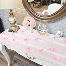 1 pieza Camino de mesa de encaje con mariposa de perla, decoración de mesa para fiestas, bodas y celebraciones en el hogar - Rosa - Ver 2