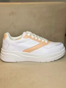 TÊNIS FEMININO CASUAL SOLA ALTA - BCO/ROSA - Visão 4
