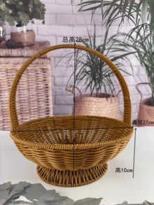 2pcs Handwoven Willow Picnic Basket With Handle, Lined Interior Suitable For Daily Storage, Multipurpose Basket Great For Kitchen, Outdoor Activities, Visits, Gifts And Decoration, Sturdy And Space-Saving - Basket - View 11