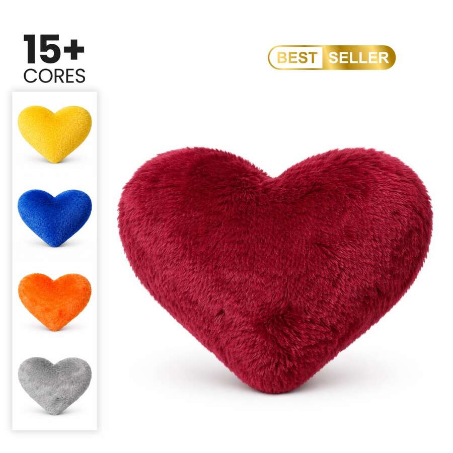 Plush Heart Pillow Various Colors Silicone - Maroon - View 1