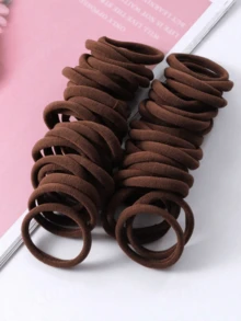 50/100pcs Minimalist Women High Elasticity Hair Ties, Suitable For Daily Use - Coffee - View 4