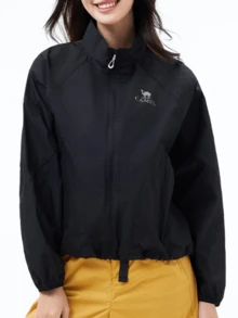 CAMEL CROWN 女士防晒夏季防紫外线开衫夹克速干冰丝凉爽皮革服装 - 幻影黑 - 查看 1