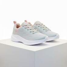 Women's Comfortable, Lightweight, Breathable Athletic Shoes For Gym And Walking - Abu-abu/Merah Muda - View 6