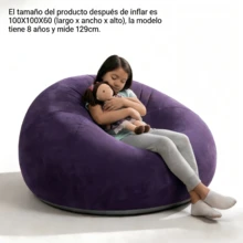 Inflatable Lounge Chair 2 in 1 with Inner and Outer Airbags, Sillón Inflable Individual Doble Capa de Aire, Portable Blow Up Armchair with Foot Pump, Rojo y Azul, para Sala Estar Descanso Oficina Camping Hogar - Azul Marino - Ver 2