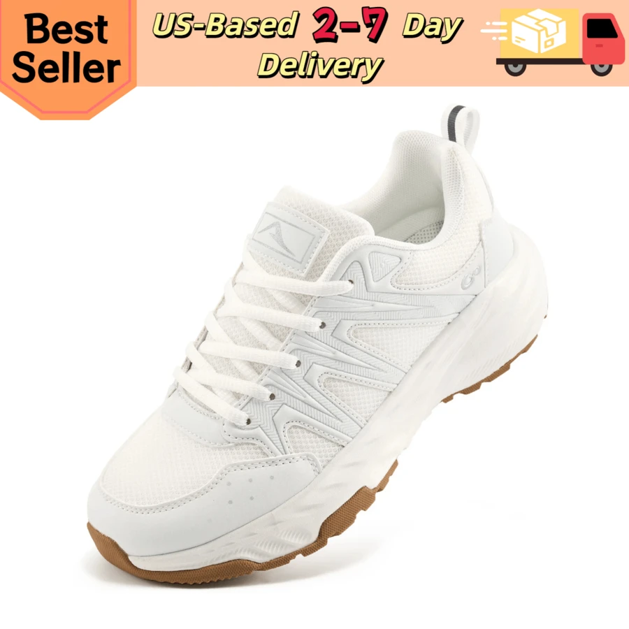 Women's Fashion White Comfort Sneakers/Walking Shoes/Athletic Shoes - Stylish Breathable Mesh, Adjustable Strap For Snug Fit, Reliable EVA Outsole With Anti-Slip Properties - Ideal For Casual Wear, Shopping Trips, Light Exercise, Jogging, Gym Workouts, Outdoor Leisure - Designed For Style-Conscious Women, Everyday Athletes - Perfect For Spring, Summer, And Fall Seasons - 白色 - 查看 1