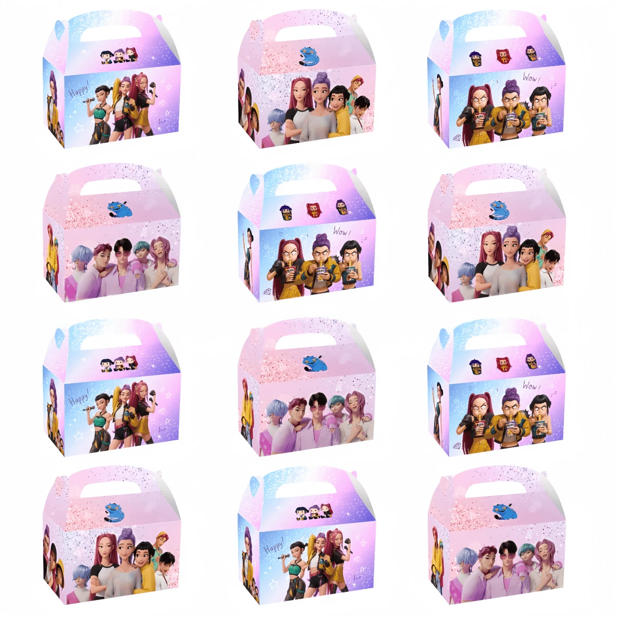 Hasbro Bộ 12 hộp quà tặng KPOP, túi giấy đựng đồ ăn nhẹ, kẹo, bánh quy, đồ chơi - Phụ kiện tiệc mùa hè, sinh nhật, tốt nghiệp, tiệc tùng. - Xem 1