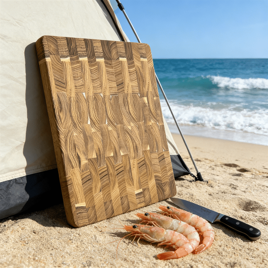 优质端纹砧板，大号相思木肉砧板 – 刀具友好型重型厨房切菜板，节日礼物，男女厨师适用，半包