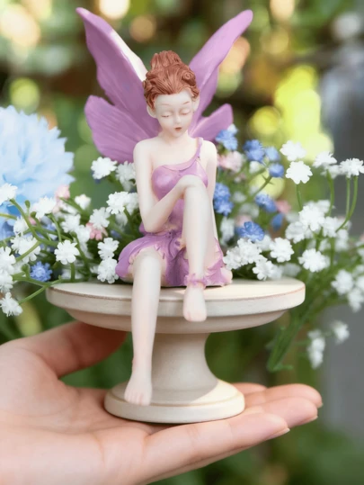 Garden Potted Plant Landscape Flower Fairy Statue Decor, Cute Creative Desktop Ornament For Office And Home