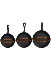 3/4/5PCS Cast Iron Skillet, Frying Pan With Drip Spout, Pre-Cooked Oven Cookware, Indoor And Outdoor Cooking For Camping, Grilling, Restaurant Chef Quality,Kitchen Cooking Tools, Pots, Frying Pans - 查看 11