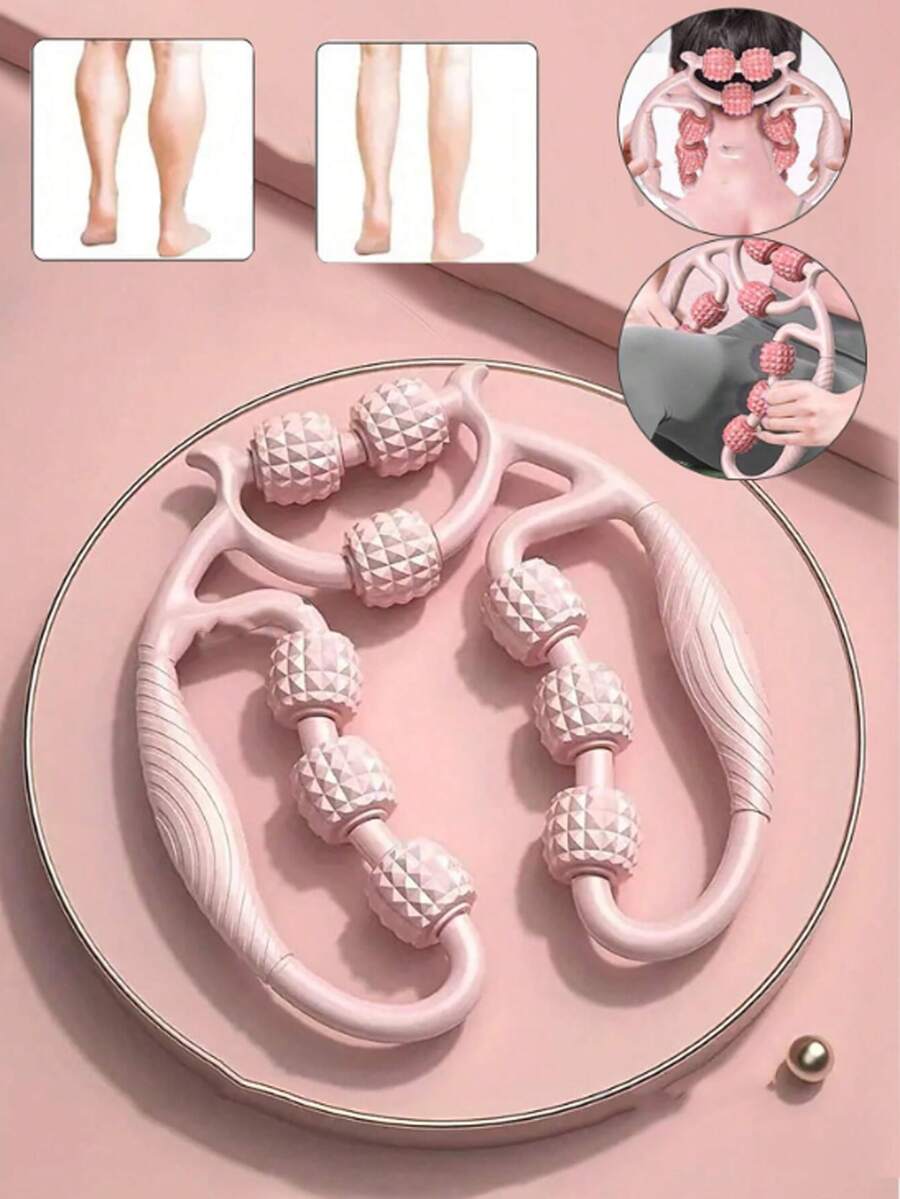 1pc 9-Roller Leg Massager, Rolling Leg Clamp, Relieve Muscle, Unblock Meridians, Kneading Relaxation, Roller Design, Suitable For School, Back To School, Travel, Travel Essential, Home Essential, Spa, Massage Tool, Massage, Massager, Spa - Multicolor - View 1