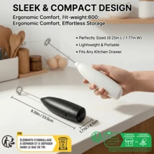 AOYI 电动奶泡器搅拌器，厨房手持搅拌器，咖啡搅拌棒，打蛋器，250mAh可充电电池，手持式搅拌器，适用于拿铁、卡布奇诺、热巧克力、果汁、汤、冰沙、果泥、婴儿辅食、奶昔、家庭烘焙、烹饪 - 彩色 - 查看 7