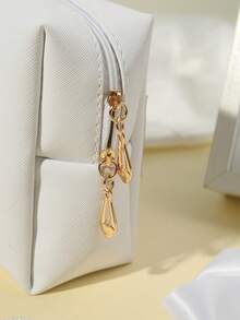 1pc Waterproof Bridal Cosmetic Bag, Large Capacity Elegant Toiletry Bag For Women, Back To School Season - White - View 10