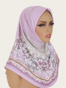 1pc Women's Printed Crystal Linen Fabric Elastic Super Soft Muslim Headscarf, Convenient Headwear,Beach,Holiday - Crystal Linen Headscarf In Multiple Colors - View 3