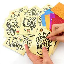 1/10/50pcs Kids Magic Shiny Sticker Art, Kindergarten DIY Craft Sticker Painting, Colorful Sticker, Back To School Classroom Gift Toy (Includes Shiny Paper + Random Pattern + No Bamboo Stick) - Multicolor - View 5