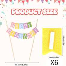 6pcs Felt Birthday Cake Toppers, Birthday Party Cake Decorative Flags, Baking Decorations, Cake Top Inserts - Multicolor - View 9