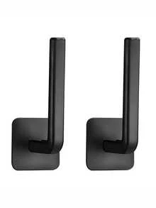 L-Shaped Paperclip Holder, No Drill Wall Mount Towel/Clothes Rack, Bathroom/Kitchen Paper Towel Dispenser - Black - View 6