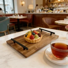 木质托盘、平底寿司托盘、长方形茶盘、小型茶盘、带把手茶具和小吃托盘 - 查看 4